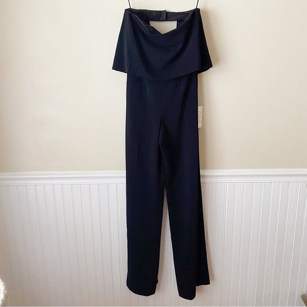 Jay Godfrey | Moore Strapless Ruffle Jumpsuit Wide Leg Cut Out Black Size 2 - Picture 3 of 9